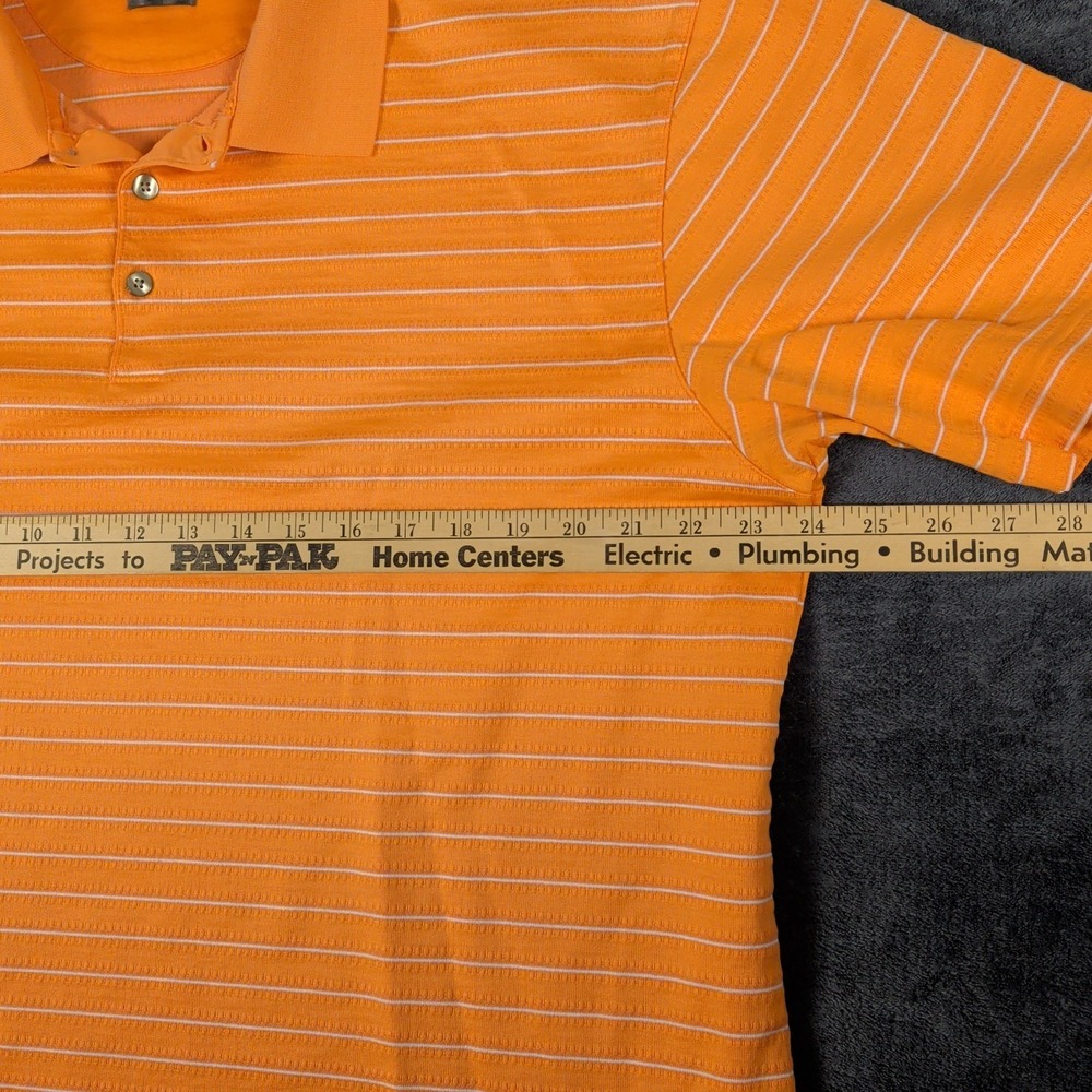 Nike Polo Shirt Mens XL Orange Stripe Tiger Woods Collection Dri Fit Golf - Picture 5 of 6
